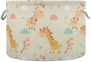 Yoogain Cartoon Giraffe Yellow Cute storage basket collapsable and waterproof laundry hamper with sturdy handle cubbies Decorar mini for laundry room home towel