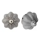12x Vintage Flower Ceramic Drawer Knobs Furniture Cupboard Door Handle Grey