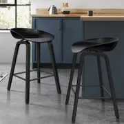 ALFORDSON 2x Kitchen Bar Stools Bar Stool Counter Wooden Chairs All Black Wade