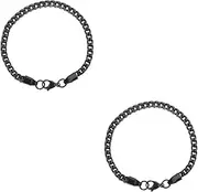 2pcs Chain Bracelet Mens Wrist Bracelets Charm Bracelet Bracelets for Man String Bracelets for Men Mens Jewelry Lobster Clasp Jewelry for Men Bracelet for Male Mens Metal Bracelet (Color : Blackx2pcs