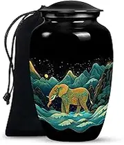 Elephant Black Urns - Cremation Urns for Women Human Ashes - Funeral Urn for Adult Ashes Women & Men - 10 Inch - Decorative Urn for Female Mom & Dad