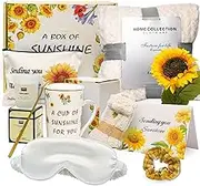 TOYIYAR Get Well Soon Gifts, Birthday Gifts for Women, Sunflower Gifts, Sending You Sunshine, Unique Relaxation Gifts Box with Luxury Flannel Blanket for Best Friend, Thinking of You Gifts