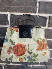 NWT $199 Patricia Nash Leonie Parisian Newspaper Top Handle Floral Satchel multi