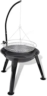 BBQ Stand Charcoal Barbecue Hang Round, Steel Construction with 58 cm Grill Plate, Outdoor Cooking Station