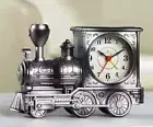 Tabletop Vintage Style Silver Train Clock 7”