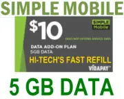 $10 SIMPLE MOBILE DATA ADD-ON ✅ FASTEST DIRECT TO YOUR PHONE 5GB TOP-UP