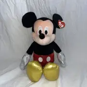 TY Disney Sparkle Beanie Buddy Mickey Mouse 13” Stuffed Plush NWT