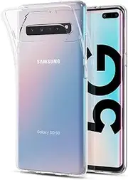 DN-Technology Samsung Galaxy S10 5G Case, [Fusion] [Shock Absorption] [Slicone Case] [Slim] [Transparent] [Compatible with Screen Protector] Galaxy S10 5G Case- Clear