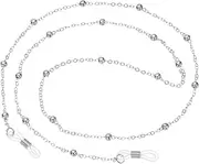 [uxcell] Eye Glasses Holders Around Neck, White Metal Bead Eyeglasses Strap Fashion Stylish Beaded Lanyard Glasses Chain for Women Sunglasses Old Lady Glass, 1 Pcs