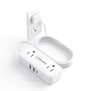 Flat Plug Power Strip - 5 Ft Thin Flat Extension Cord with 4 AC Outlets 3 USB...