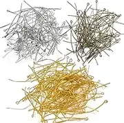 Eye Pins, 300 PCS Mixed Colour Solid Brass Head Eye Pins for Jewelry Making (5 cm/1.96 in)