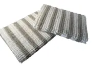 Room Essentials Memory Foam Bath Rug, 17"x24" Light Grey Striped