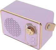 Retro Bluetooth5.0 Speaker with AUX USB Rechargeable MP3 Player, Vintage Mini Desktop Speaker, Portable for Camping Party Gift (Purple)