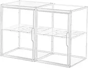 2pack XL Clear Plastic Handbag Storage Organizer With Divider, Acrylic Display Case for Handbag and Purse, Purse Organizer for Closet with Magnetic Lid for Book, Toys, Hat