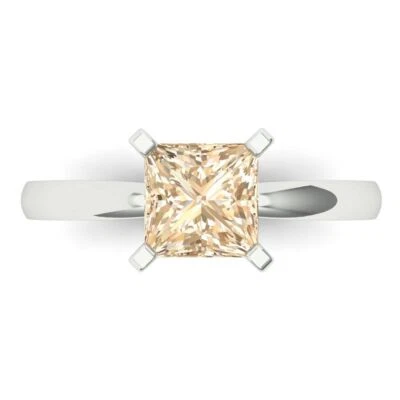 1.50 Princess Cut Natural Morganite Wedding Bridal Promise Ring 14k White Gold