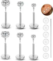 [Gnoliew] 20G Flat Back Stud Earrings G23 Titanium Tragus Labret Cartilage Lip Medusa Conch Daith Rook Helix Body Piercing Jewelry Hypoallergenic Nose Rings for Women Men