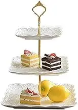 Northern Europe Style Ceramic Three-Layer Fruit Plate, White Snack Plate Cake Tray Afternoon Tea Multi-Layer Storage Rack Decorative