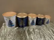 Tupperware Beautiful New Set 5 Canisters Christmas Trees & Snowflakes 2024 Theme