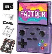 FAITDER - XGB35 3.5-inch Retro Video Game Console with 64GB TF Card, Support for 13,000+ Games, Portable Rechargeable Output TV Open Source (Linux System) Console Emulator Children's Gifts（Purple）