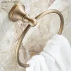 Bathroom Antique Brass Wall Mount Round Towel Ring Face Hand Towel Holder Shelf