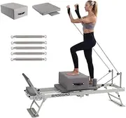 CRODRES Pilates Reformer, Foldable Pilates Machine Equipment for Home Gym Workout Suitable for Beginners with Springs