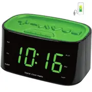 Lenoxx Large Number Display Clock Radio - Green LED