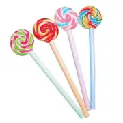 20 Pcs Cute Lollipops Shaped Black Gel Pen Cartoon Lollipop Pen Cap Medium Point