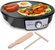 Electric Griddle Crepe Maker Cooktop - Nonstick 12 Inch Aluminum Hot Plate with