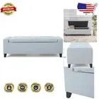 Versatile Rectangular Storage Ottoman in Light Sky – Perfect Footrest & Seat