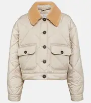 [Brunello Cucinelli] Brunello Cucinelli Shearling-trimmed quilted jacket AU 18 beige