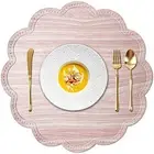 Round Waterproof Placemats for Dining Table Set of 6,Modern PU Washable Table
