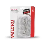 STICK ON HOOK & LOOP DOTS 22mm 40Pcs Adhesive Backed WHITE Nylon