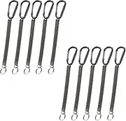 Nanaborn Coiled Lanyard Spring Coil Cord Keychain for Fishing Rod Tool Retractable Tether with Carabiner Clip (10pcs)