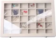 Stratalife Jewelry Box Velvet Beige Clear Lid 30 Grid Jewelry Box Organizer Show