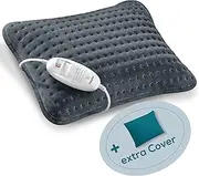 Beurer HK 48 Cosy Sofa Heating Pad with Quick Heating, 3 Illuminated Temperature Levels and Automatic Shut-Off, Extra Soft Reversible Cushion, with Additional Felt Cover, Petrol Blue