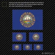 6 pcs Assorted New Hampshire Flag Sticker Set of Self Adhesive Premium Vinyl NH