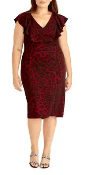 Women’s Dress Plus Size 16W RACHEL RACHEL ROY Red Short Sleeve Animal Print NWT
