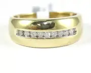 Natural Round Diamond Channel Men's Cluster Ring Band 14k Yellow Gold .25Ct