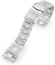 [MiLTAT] 22mm Rollball Watch Strap Compatible with Seiko SKX007 SKX009 SKX011, Birthed V Clasp, Männergröße, zinnober