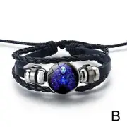 Serene Manifestation Bracelet 12Constellations Gemstone Leather Improve Energy