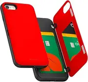 Goospery iPhone 8 Case, iPhone 7 Wallet Case with Card Holder, Protective Dual Layer Bumper Phone Case (Red) IP8-MDB-RED
