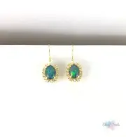 Genuine Australian Gold Opal Drop Earrings 8x6mm, Sterling Silver, Dangle, Hook