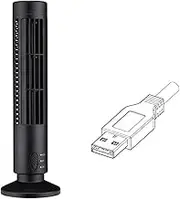 Bladeless Tower Fan 2 Speeds Standing Fan for Bedroom Living Room Home Office (Black)