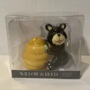 Brown Bear With Beehive Honey Pot Salt & Pepper Shakers, New