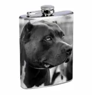 Flask Black Pitbull Dog 01R 8oz Stainless Steel Hip Drinking Whiskey