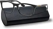 [BURBERRY] BE2334F Rectangle Shape Acetate Eyeglasses with eSHADES Luxury Eyewear Kit Bundle, Black Frame | Clear Lens