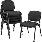[Giantex] 5-Pack Modern Black Office Chair Set, Stackable & Ergonomic with Metal Frame & Padded Cushion, Ideal for Office Waiting Room & Reception Space