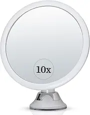 MIRRORVANA 10x Magnifying Makeup Mirror with 360° Swivel Suction - Magnified Make-up Mirror for Vanity and Travel, Portable & Non-Lighted - 17cm x 17cm (Round)
