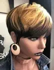 Pixie Cut Wigs for Black Women Human Hair Black with Blonde Color Short Straight