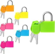 [DUGJUB] 12 PCS Luggage Locks with Keys Padlock Metal Small Luggage Lock for Travel Bags, School Gym Locker, Toolbox - 23mm (6 Colors), Colorful, 1